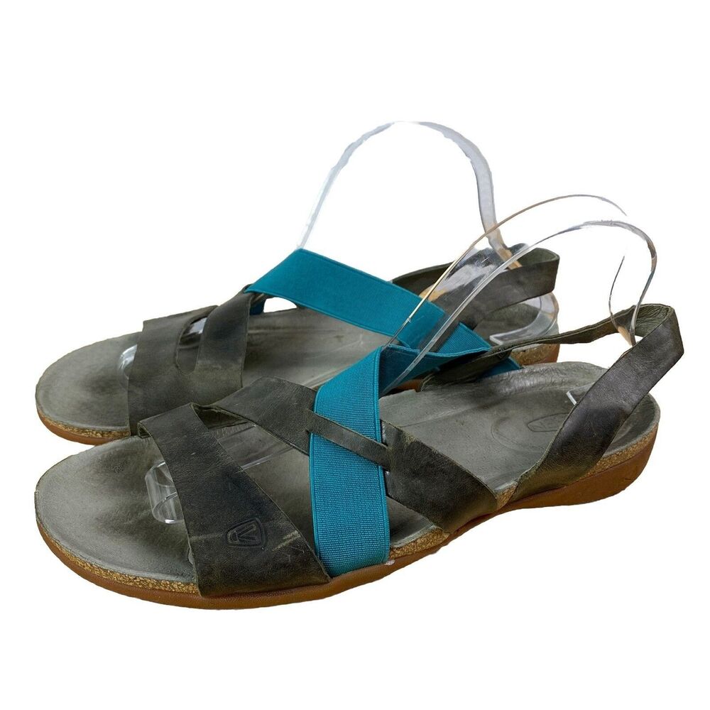 KEEN Dauntless Dahlia Leather Strappy Sandals Shoes Womens Size 10 Comfort Gray